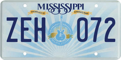 MS license plate ZEH072