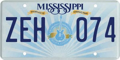 MS license plate ZEH074
