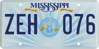 MS license plate ZEH076