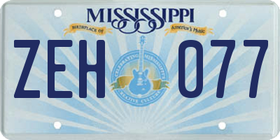 MS license plate ZEH077
