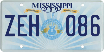 MS license plate ZEH086