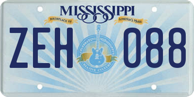 MS license plate ZEH088
