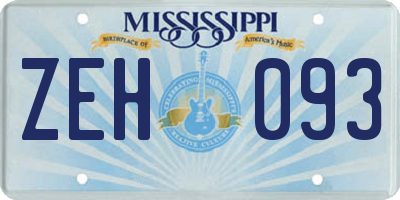 MS license plate ZEH093