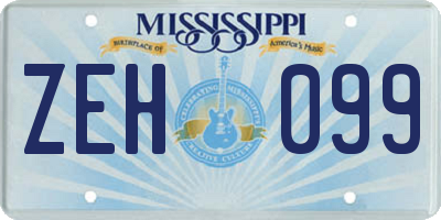 MS license plate ZEH099