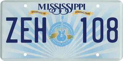 MS license plate ZEH108