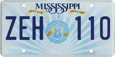 MS license plate ZEH110