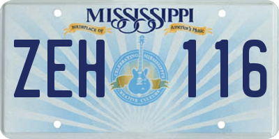 MS license plate ZEH116