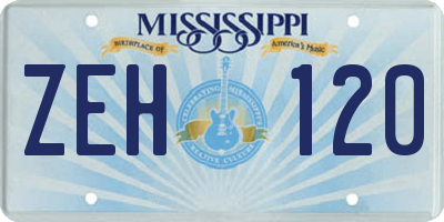 MS license plate ZEH120