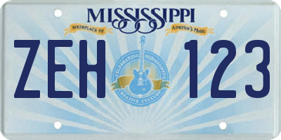 MS license plate ZEH123
