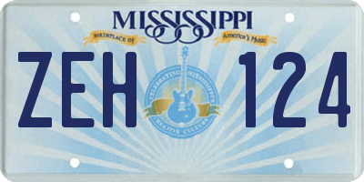 MS license plate ZEH124