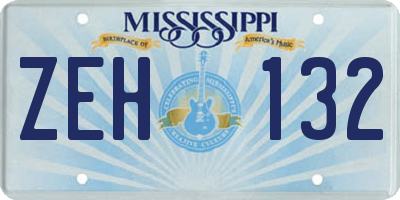 MS license plate ZEH132