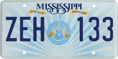 MS license plate ZEH133
