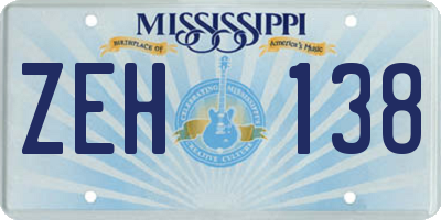 MS license plate ZEH138