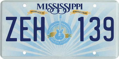 MS license plate ZEH139