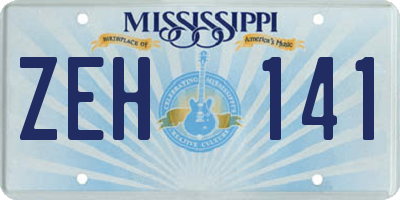MS license plate ZEH141