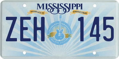 MS license plate ZEH145