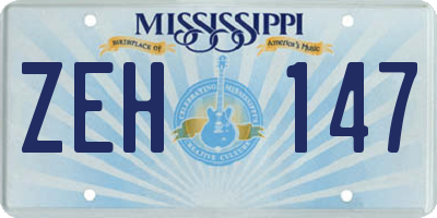 MS license plate ZEH147