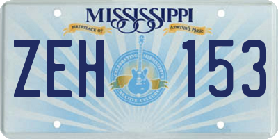MS license plate ZEH153