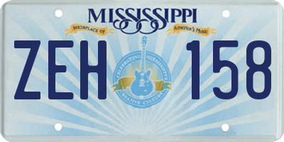 MS license plate ZEH158