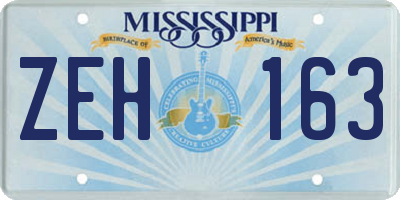MS license plate ZEH163