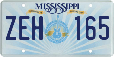 MS license plate ZEH165