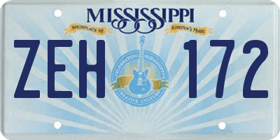 MS license plate ZEH172