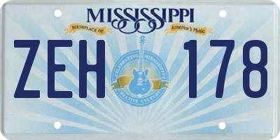 MS license plate ZEH178
