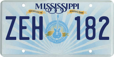 MS license plate ZEH182
