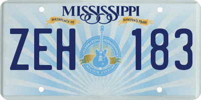 MS license plate ZEH183