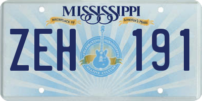 MS license plate ZEH191