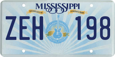 MS license plate ZEH198