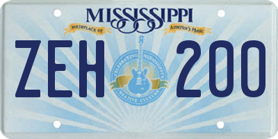MS license plate ZEH200