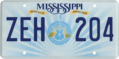 MS license plate ZEH204
