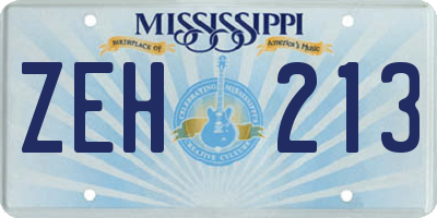 MS license plate ZEH213