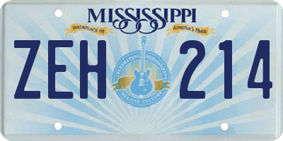 MS license plate ZEH214