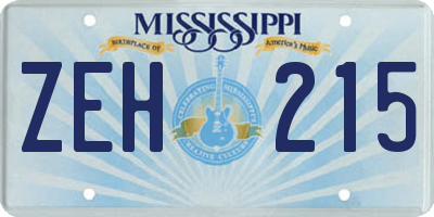 MS license plate ZEH215