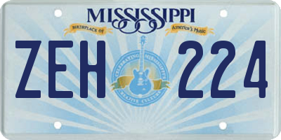 MS license plate ZEH224