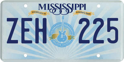 MS license plate ZEH225