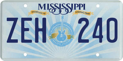 MS license plate ZEH240