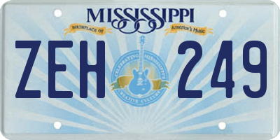 MS license plate ZEH249