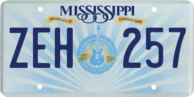 MS license plate ZEH257