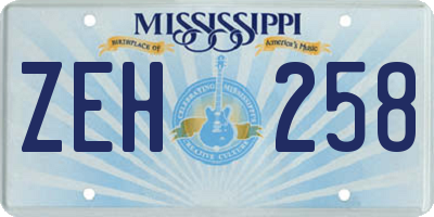 MS license plate ZEH258