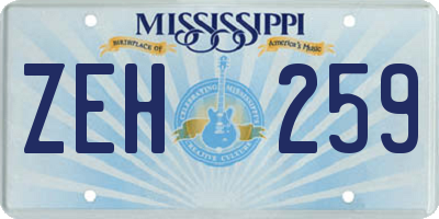 MS license plate ZEH259