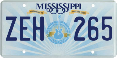 MS license plate ZEH265