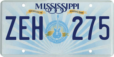 MS license plate ZEH275
