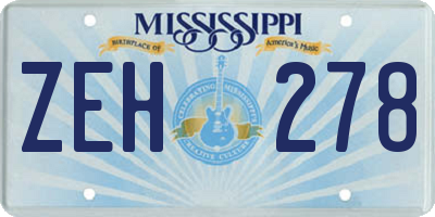 MS license plate ZEH278