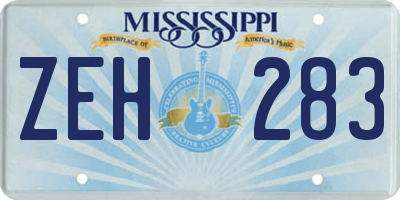 MS license plate ZEH283
