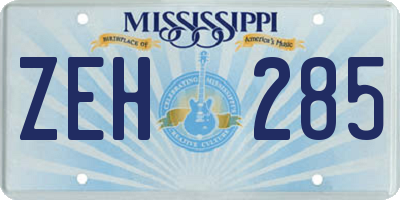 MS license plate ZEH285