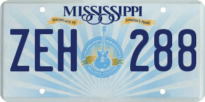 MS license plate ZEH288