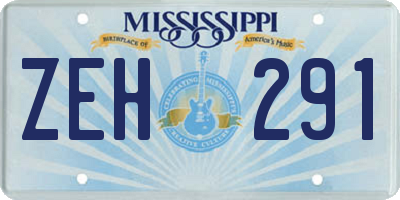 MS license plate ZEH291